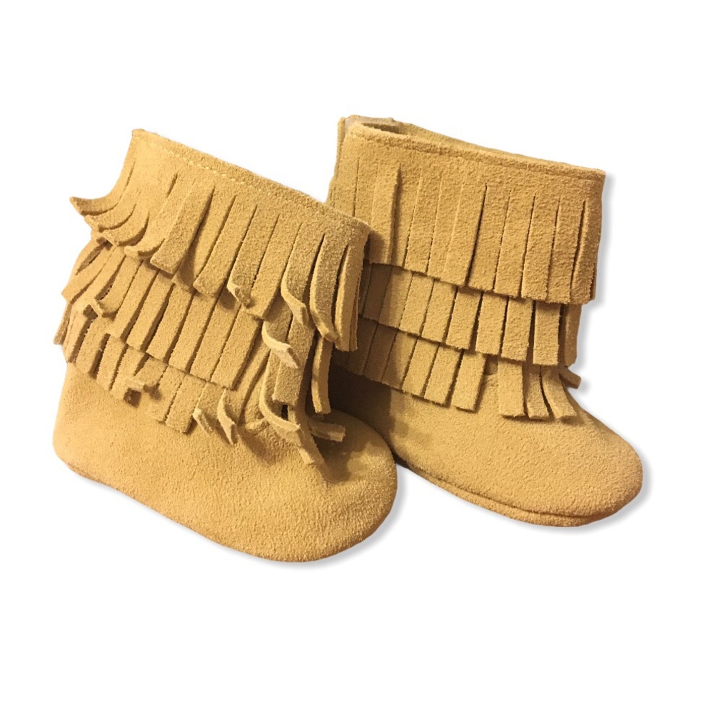 Bailey’s Blossoms Moccasin Booties With Fringe